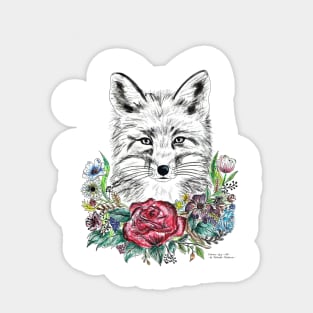 Fox with flowers Sticker